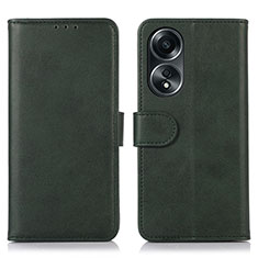 Funda de Cuero Cartera con Soporte Carcasa N08P para Oppo A18 Verde