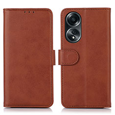 Funda de Cuero Cartera con Soporte Carcasa N08P para Oppo A38 Marron