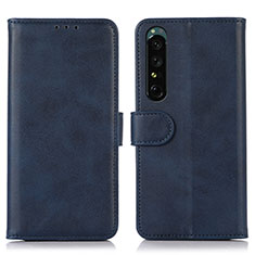 Funda de Cuero Cartera con Soporte Carcasa N08P para Sony Xperia 1 IV Azul