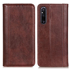 Funda de Cuero Cartera con Soporte Carcasa N08P para Sony Xperia 1 V Marron