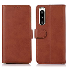 Funda de Cuero Cartera con Soporte Carcasa N08P para Sony Xperia 5 IV Marron