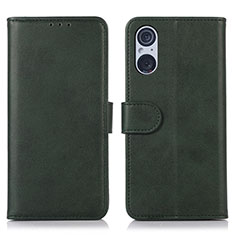 Funda de Cuero Cartera con Soporte Carcasa N08P para Sony Xperia 5 V Verde