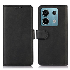 Funda de Cuero Cartera con Soporte Carcasa N08P para Xiaomi Redmi Note 13 Pro 5G Negro