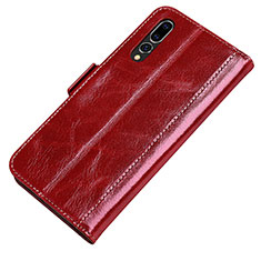 Funda de Cuero Cartera con Soporte Carcasa P01 para Huawei P20 Pro Rojo