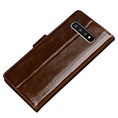 Funda de Cuero Cartera con Soporte Carcasa P01 para Samsung Galaxy S10 5G Marron