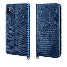 Funda de Cuero Cartera con Soporte Carcasa P03 para Apple iPhone X Azul