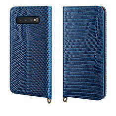 Funda de Cuero Cartera con Soporte Carcasa P04 para Samsung Galaxy S10 Azul