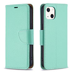 Funda de Cuero Cartera con Soporte Carcasa para Apple iPhone 13 Mini Cian