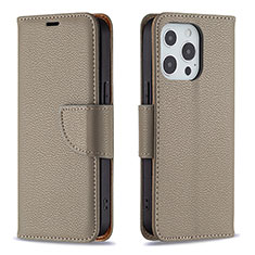 Funda de Cuero Cartera con Soporte Carcasa para Apple iPhone 13 Pro Max Caqui