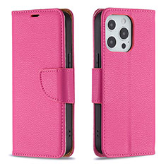 Funda de Cuero Cartera con Soporte Carcasa para Apple iPhone 13 Pro Max Rosa Roja