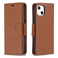 Funda de Cuero Cartera con Soporte Carcasa para Apple iPhone 14 Marron