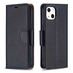 Funda de Cuero Cartera con Soporte Carcasa para Apple iPhone 15 Negro