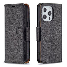 Funda de Cuero Cartera con Soporte Carcasa para Apple iPhone 15 Pro Negro