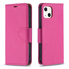 Funda de Cuero Cartera con Soporte Carcasa para Apple iPhone 15 Rosa Roja