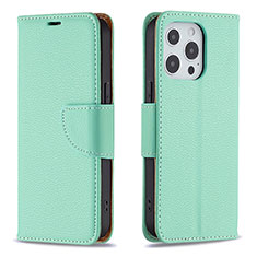 Funda de Cuero Cartera con Soporte Carcasa para Apple iPhone 16 Pro Max Cian