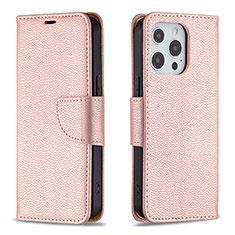 Funda de Cuero Cartera con Soporte Carcasa para Apple iPhone 16 Pro Max Oro Rosa