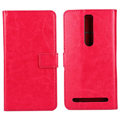 Funda de Cuero Cartera con Soporte Carcasa para Asus Zenfone 2 ZE551ML ZE550ML Rosa Roja