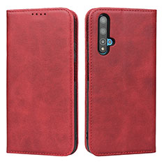 Funda de Cuero Cartera con Soporte Carcasa para Huawei Honor 20 Rojo