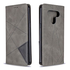 Funda de Cuero Cartera con Soporte Carcasa para LG K51 Gris