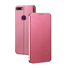 Funda de Cuero Cartera con Soporte Carcasa para Oppo A7 Rosa Roja