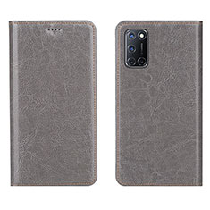 Funda de Cuero Cartera con Soporte Carcasa para Oppo A92 Gris