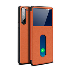 Funda de Cuero Cartera con Soporte Carcasa para Oppo F15 Naranja