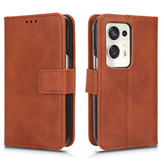 Funda de Cuero Cartera con Soporte Carcasa para Oppo Find N2 5G Marron