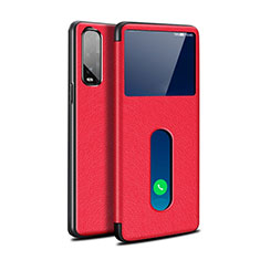 Funda de Cuero Cartera con Soporte Carcasa para Oppo Find X2 Rojo