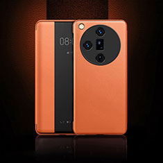 Funda de Cuero Cartera con Soporte Carcasa para Oppo Find X7 5G Naranja