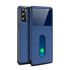 Funda de Cuero Cartera con Soporte Carcasa para Oppo Reno4 Pro 5G Azul