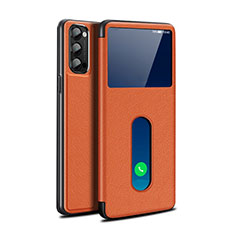 Funda de Cuero Cartera con Soporte Carcasa para Oppo Reno4 Pro 5G Naranja