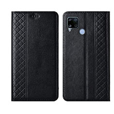 Funda de Cuero Cartera con Soporte Carcasa para Realme C15 Negro