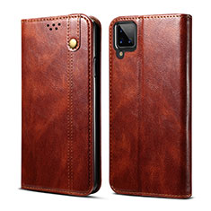 Funda de Cuero Cartera con Soporte Carcasa para Samsung Galaxy A12 Marron