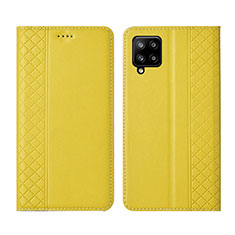 Funda de Cuero Cartera con Soporte Carcasa para Samsung Galaxy A42 5G Amarillo