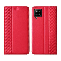 Funda de Cuero Cartera con Soporte Carcasa para Samsung Galaxy A42 5G Rojo