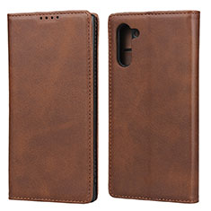 Funda de Cuero Cartera con Soporte Carcasa para Samsung Galaxy Note 10 Marron