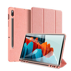 Funda de Cuero Cartera con Soporte Carcasa para Samsung Galaxy Tab S7 11 Wi-Fi SM-T870 Rosa