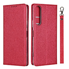 Funda de Cuero Cartera con Soporte Carcasa para Sony Xperia 1 II Rojo