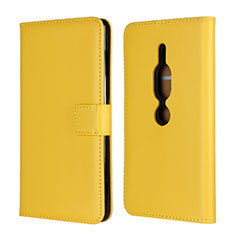 Funda de Cuero Cartera con Soporte Carcasa para Sony Xperia XZ2 Premium Amarillo