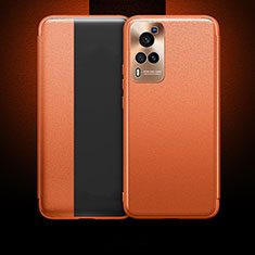 Funda de Cuero Cartera con Soporte Carcasa para Vivo X60 Pro 5G Naranja