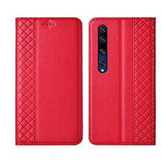 Funda de Cuero Cartera con Soporte Carcasa para Xiaomi Mi 10 Rojo