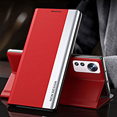 Funda de Cuero Cartera con Soporte Carcasa para Xiaomi Mi 12S 5G Rojo