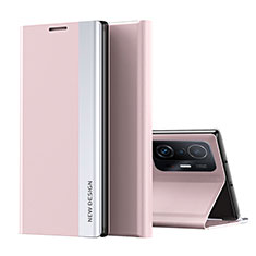 Funda de Cuero Cartera con Soporte Carcasa Q01H para Xiaomi Mi 11T Pro 5G Oro Rosa