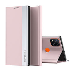 Funda de Cuero Cartera con Soporte Carcasa Q01H para Xiaomi Redmi 9 Activ Oro Rosa