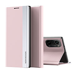 Funda de Cuero Cartera con Soporte Carcasa Q01H para Xiaomi Redmi K40 Pro 5G Oro Rosa