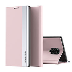 Funda de Cuero Cartera con Soporte Carcasa Q01H para Xiaomi Redmi Note 9 Pro Oro Rosa