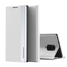 Funda de Cuero Cartera con Soporte Carcasa Q01H para Xiaomi Redmi Note 9S Plata