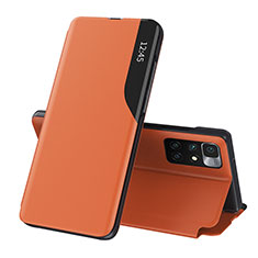 Funda de Cuero Cartera con Soporte Carcasa Q02H para Xiaomi Redmi 10 (2022) Naranja