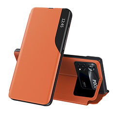 Funda de Cuero Cartera con Soporte Carcasa Q02H para Xiaomi Redmi Note 11E Pro 5G Naranja