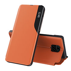 Funda de Cuero Cartera con Soporte Carcasa Q02H para Xiaomi Redmi Note 9S Naranja